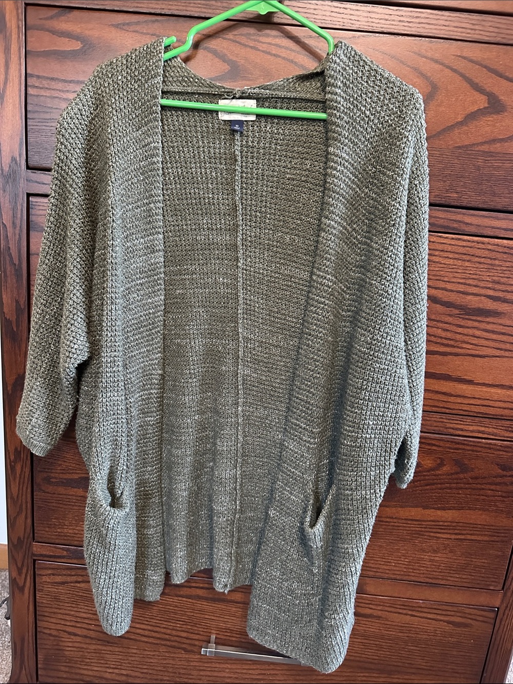 Universal Thread Olive Green Open-Front Knit Cardigan